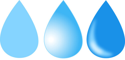 three water droplet icons side by side, all with a teardrop shape.
