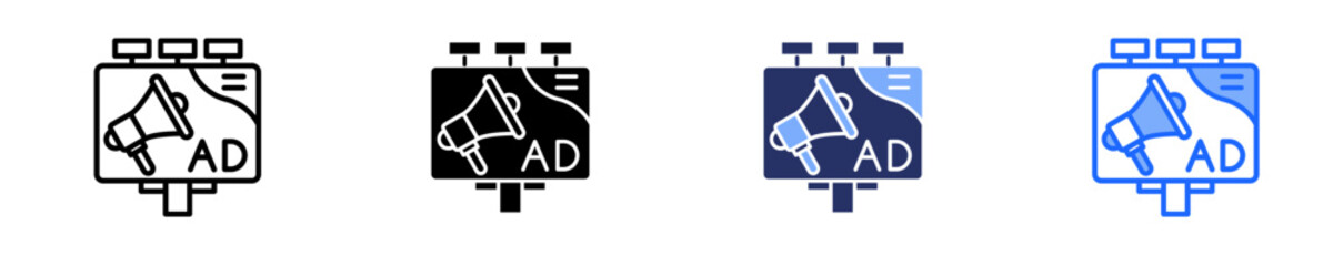 Billboard Advertising  Icon Set Multiple Style Collection
