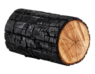  Burnt Wood Log – Rustic Natural Element Isolated on Transparent Background PNG