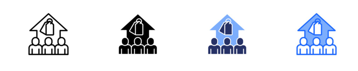 Community Building  Icon Set Multiple Style Collection
