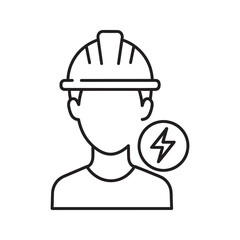 Electrician worker icon with a person and lightning bolt symbol Professional electrical service engineer or power technician character avatar