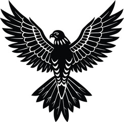 Hawk Bird Tail Spread Silhouette.