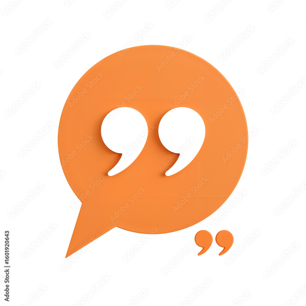 Fototapete minimalist speech bubble icon with quotation marks, conceptual communication emblem with isolated