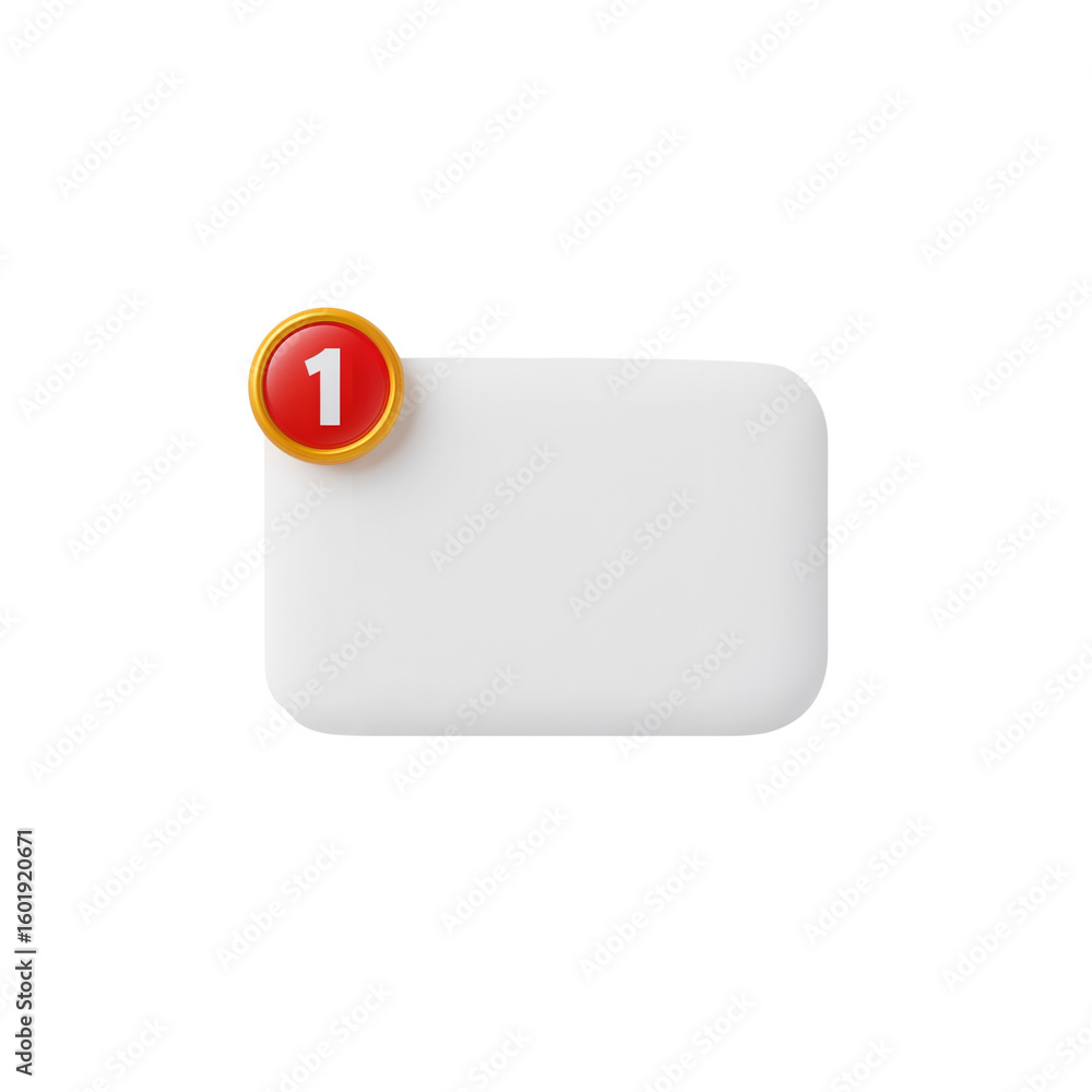 Poster modern alert notification with counter on blank rounded square, simple 3d illustration
