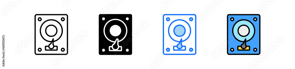 Poster hard drive icon set multiple style collection
