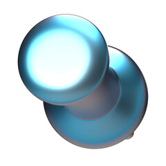 Iridescent metallic Teal Push Pin - 3D Render