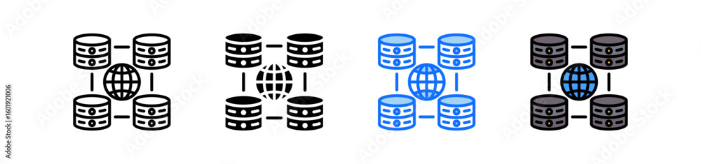 Aufkleber network storage icon set multiple style collection