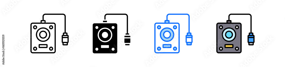Poster external drive icon set multiple style collection