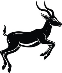 jumping gazelle silhouette wildlife art.
