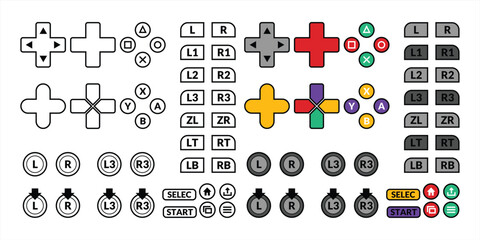 Video game controller button set collection