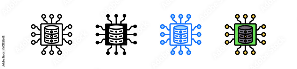 Poster digital storage icon set multiple style collection