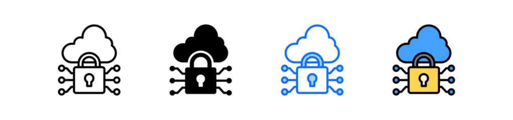 Cloud Security Icon Set Multiple Style Collection