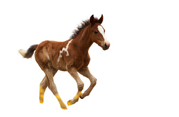 Obraz premium A cute baby horse running on a transparent background.png