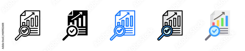 Aufkleber data analysis icon set multiple style collection