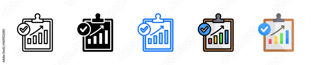Poster reporting icon set multiple style collection