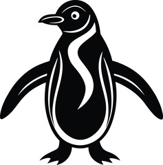 Penguin Bird Silhouette Icon Vector.