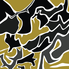 Abstract Composition with Organic Shapes and Contrasting Colors