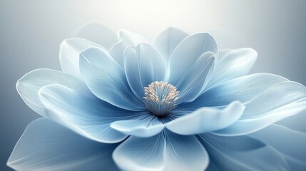 Obraz premium Delicate light blue flower close-up, soft focus, studio shot. Possible use Floral background, poster, advertising, or website design
