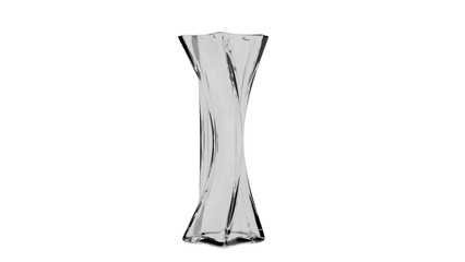 3D Render a clear vase with a curved design on the bottom
