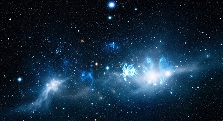 Cosmic Nebula Displaying Brilliant Blue and White Light Amidst Countless Stars