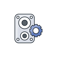 Speaker Setting icon design with white background stock illustration
