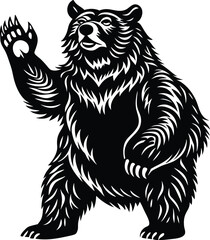 tanding Bear Silhouette Raising Paw.