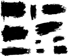 Fototapeta premium Grunge hand drawn brush stroke vector set. 