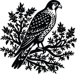 Wild Bird Falcon Tree Silhouette.