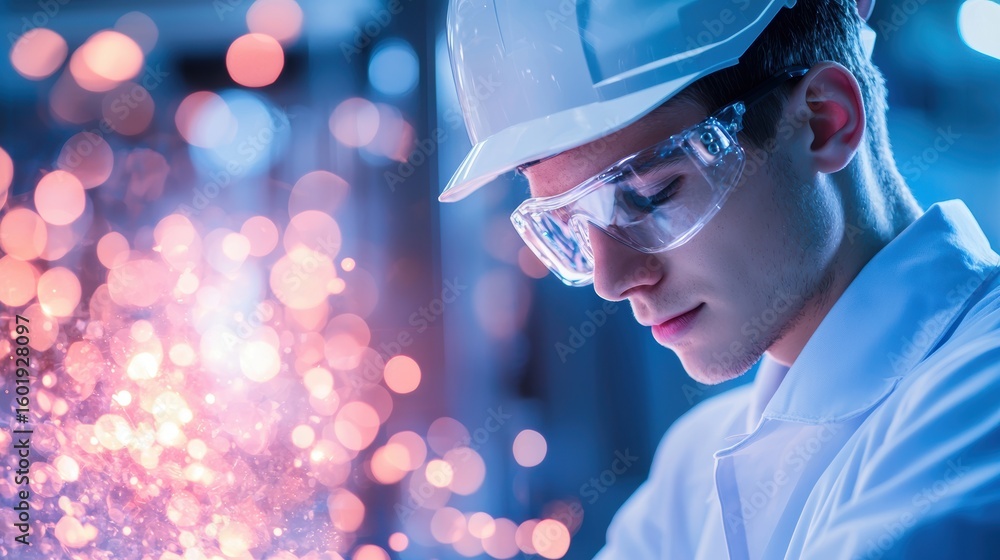 Aufkleber control factory operator adjusting control panel settings in an advanced production facility.