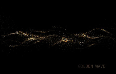 Design element, exquisite isolated golden wavy figure with bright shine.