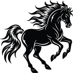 Wild Horse Running Silhouette Artwork.