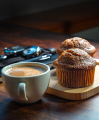 muffins with chocolate and nuts