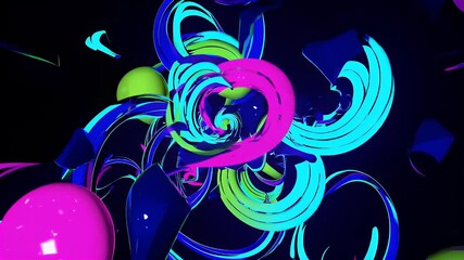 high energy 4K looped video motion graphic colorful geometric shapes electronic patterns design video ed to energize techno music events nightclubs abstract digital backgrounds live