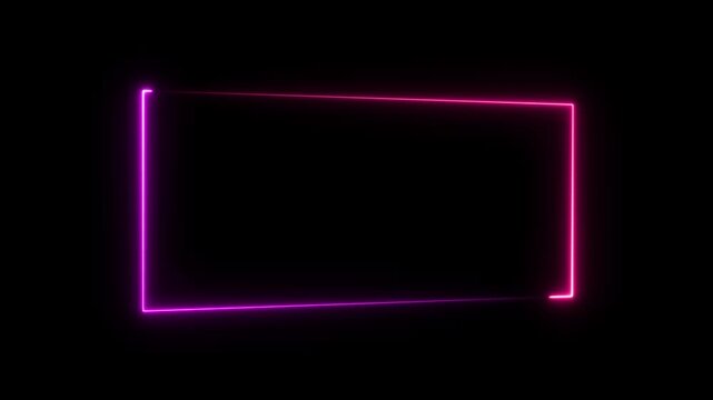 Rectangle frame beautiful motion background video. neon sign in rectangle shape. Bright neon light. neon light frame background animation