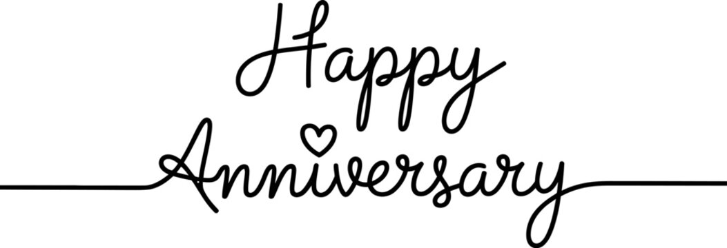 Happy anniversary handwritten calligraphy text isolated on white background