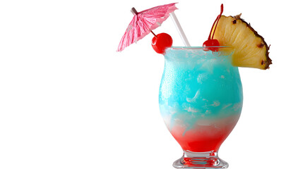 Layered Fruit Mocktail with Straw and Garnish – Studio Image