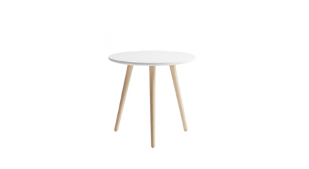 White Round Side Table On Wooden Legs