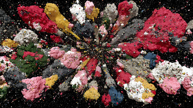 of colorful data streams radiating from a glowing digital core in outer space