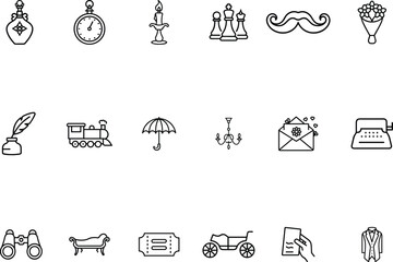 Vintage icons of old technology and objects