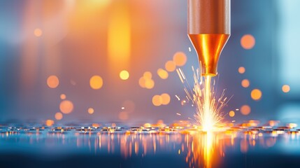 Workshop Metalworker using a blowtorch to weld components in an industrial workshop.