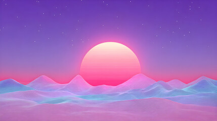 where the sand forms digital wave patterns under a neon sun