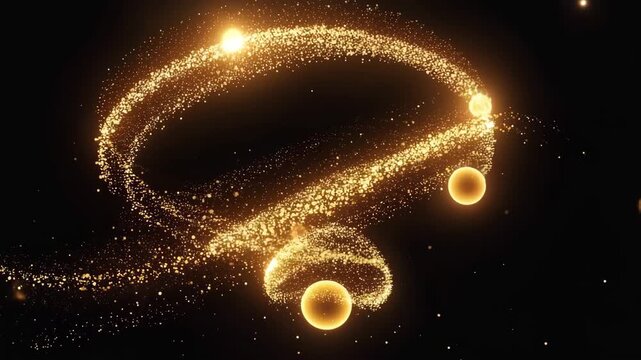 Glowing Golden Particle Orbit Animation Background for Science and Celebration Themes