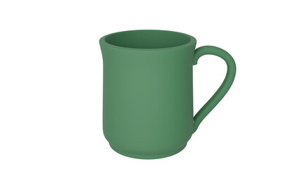 3D Render a green mug with a handle on a white background