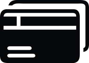 Black and White Icon of Two Credit Cards with Distinct Design Elements