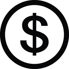 Obraz premium Black Dollar Sign Inside a Circle on White Background Simple Icon