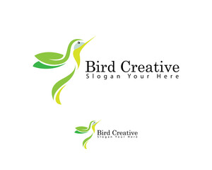 Fototapeta premium humming bird logo creative nature leave flying wing