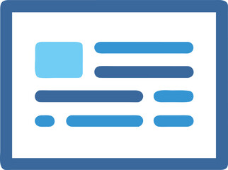 Obraz premium Blue Bordered Layout Icon with Placeholder Block and Content Lines, Simple Design