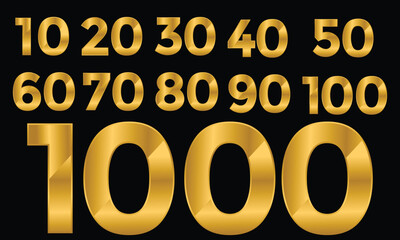 set of anniversary logo flat gold color on transparent background  for celebration moment