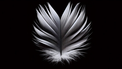 A minimalist single feather with golden light on dark background, Ai generated image