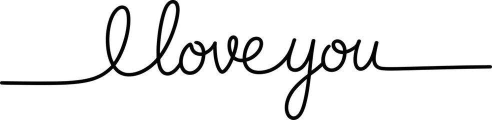 Handwritten i love you message in cursive isolated on white background